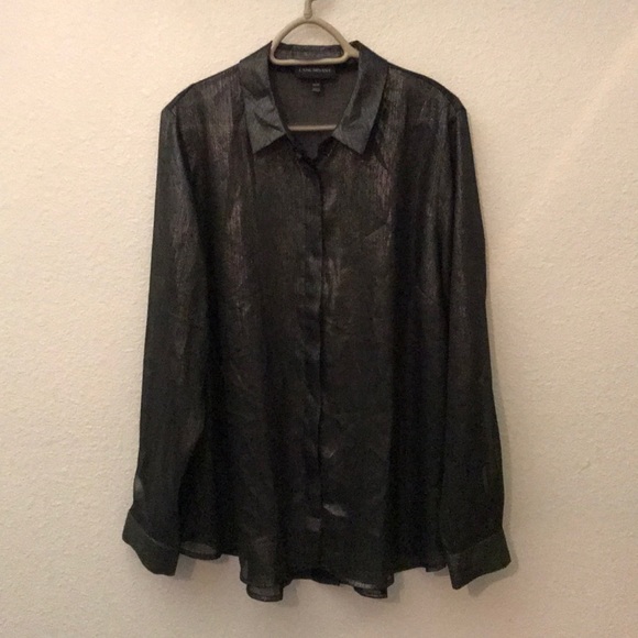 Lane Bryant Tops - ☎️Lane Bryant sheer black Button Blouse 22 tunic